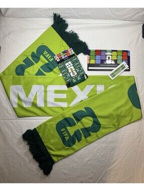 Official FIFA 2026 World Cup Mexico Fan Bundle Scarf & Can Cooler Koozie NWT A1C